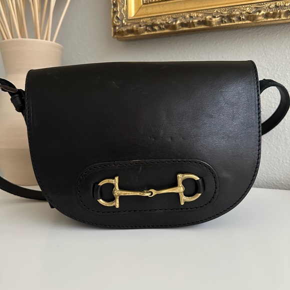 BLACK LEATHER SADDLE HORSE BIT SHOULDER/CROSSBODY BAG - Picture 3 of 7